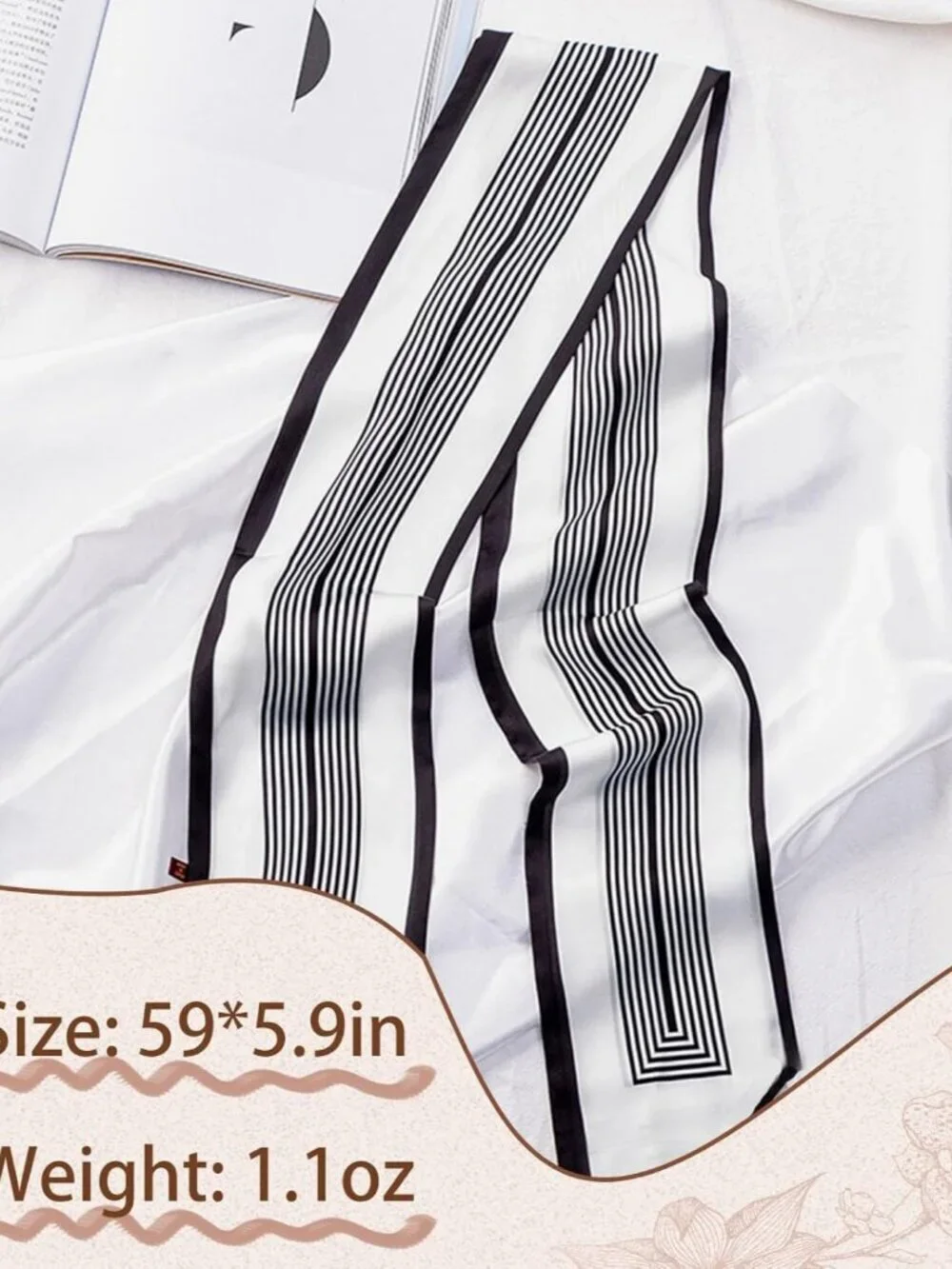 Women's Black White Vertical  Fashion Elegant Oblique Angle  Scarves Bag Scarfs